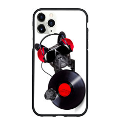 Чехол iPhone 11 Pro матовый DJ бульдог, цвет: 3D-черный