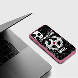 Чехол iPhone 11 Pro матовый ВВС: Служу России, цвет: 3D-малиновый — фото 2