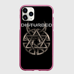 Чехол iPhone 11 Pro матовый Disturbed Logo, цвет: 3D-малиновый