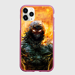 Чехол iPhone 11 Pro матовый Disturbed: Monster Flame, цвет: 3D-малиновый