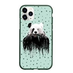 Чехол iPhone 11 Pro матовый Панда-художник, цвет: 3D-темно-зеленый