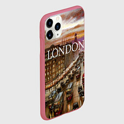 Чехол iPhone 11 Pro матовый Улицы старого Лондона, цвет: 3D-малиновый — фото 2