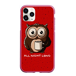 Чехол iPhone 11 Pro матовый Ночная сова, цвет: 3D-малиновый