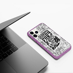 Чехол iPhone 11 Pro матовый Fury Tiger, цвет: 3D-фиолетовый — фото 2