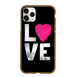 Чехол iPhone 11 Pro матовый Love Heart, цвет: 3D-коричневый