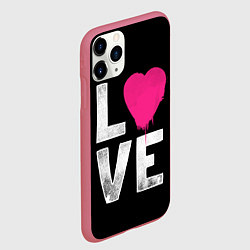 Чехол iPhone 11 Pro матовый Love Heart, цвет: 3D-малиновый — фото 2