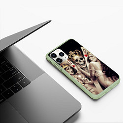 Чехол iPhone 11 Pro матовый Poker Skull, цвет: 3D-салатовый — фото 2