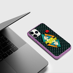 Чехол iPhone 11 Pro матовый Геометрия природы, цвет: 3D-фиолетовый — фото 2