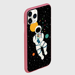 Чехол iPhone 11 Pro матовый Космический романтик, цвет: 3D-малиновый — фото 2