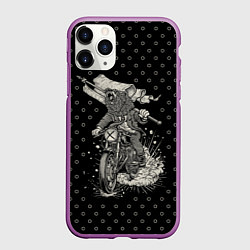 Чехол iPhone 11 Pro матовый Медведь мотоциклист