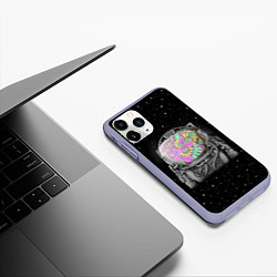 Чехол iPhone 11 Pro матовый Цветочный астонавт, цвет: 3D-светло-сиреневый — фото 2
