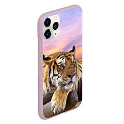 Чехол iPhone 11 Pro матовый Тигр на закате, цвет: 3D-розовый — фото 2