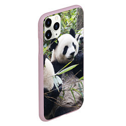 Чехол iPhone 11 Pro матовый Семейка панд, цвет: 3D-розовый — фото 2