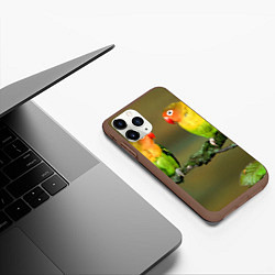 Чехол iPhone 11 Pro матовый Два попугая, цвет: 3D-коричневый — фото 2