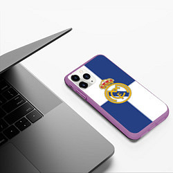 Чехол iPhone 11 Pro матовый Real Madrid: Blue style, цвет: 3D-фиолетовый — фото 2