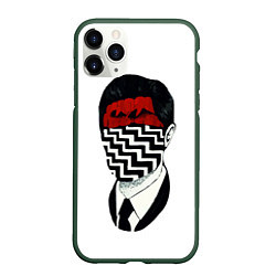 Чехол iPhone 11 Pro матовый Twin Peaks Face, цвет: 3D-темно-зеленый