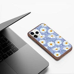 Чехол iPhone 11 Pro матовый Нежные ромашки, цвет: 3D-коричневый — фото 2