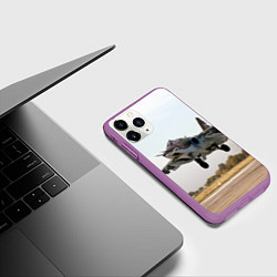 Чехол iPhone 11 Pro матовый Истребитель, цвет: 3D-фиолетовый — фото 2