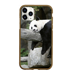 Чехол iPhone 11 Pro матовый Большая уставшая панда, цвет: 3D-коричневый