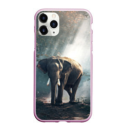 Чехол iPhone 11 Pro матовый Слон в лесу, цвет: 3D-розовый