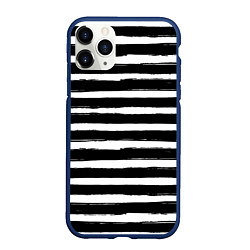 Чехол iPhone 11 Pro матовый Тельняшка зебра, цвет: 3D-тёмно-синий