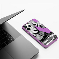 Чехол iPhone 11 Pro матовый Брюс Ли Dj, цвет: 3D-фиолетовый — фото 2