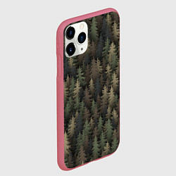 Чехол iPhone 11 Pro матовый Лесной камуфляж, цвет: 3D-малиновый — фото 2