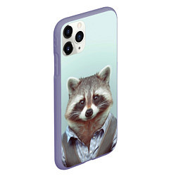 Чехол iPhone 11 Pro матовый Мужчина енот, цвет: 3D-серый — фото 2