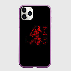 Чехол iPhone 11 Pro матовый Японские иероглифы - самурай, цвет: 3D-фиолетовый