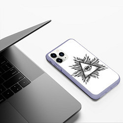 Чехол iPhone 11 Pro матовый They watching, цвет: 3D-светло-сиреневый — фото 2