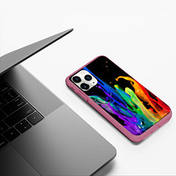 Чехол iPhone 11 Pro матовый Всплеск красок, цвет: 3D-малиновый — фото 2