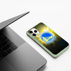 Чехол iPhone 11 Pro матовый Golden State Warriors 4, цвет: 3D-салатовый — фото 2