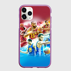 Чехол iPhone 11 Pro матовый Golden State Warriors, цвет: 3D-фиолетовый