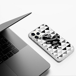 Чехол iPhone 11 Pro матовый Snake Geometric, цвет: 3D-белый — фото 2