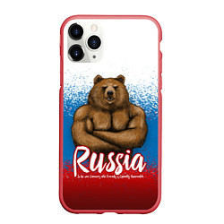 Чехол iPhone 11 Pro матовый Russian Bear, цвет: 3D-красный