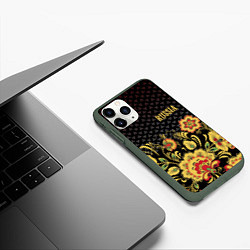 Чехол iPhone 11 Pro матовый Russia: black edition, цвет: 3D-темно-зеленый — фото 2