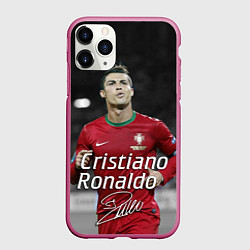 Чехол iPhone 11 Pro матовый Криштиану Роналду, цвет: 3D-малиновый