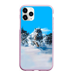 Чехол iPhone 11 Pro матовый Волчья охота, цвет: 3D-розовый