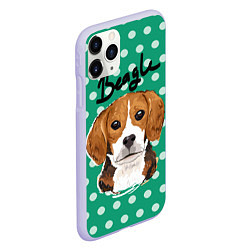 Чехол iPhone 11 Pro матовый Beagle Face, цвет: 3D-светло-сиреневый — фото 2