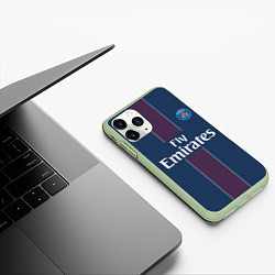 Чехол iPhone 11 Pro матовый PSG FC: Blue, цвет: 3D-салатовый — фото 2