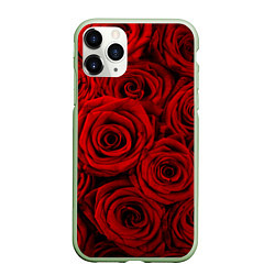 Чехол iPhone 11 Pro матовый Красные розы, цвет: 3D-салатовый