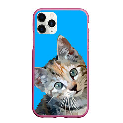 Чехол iPhone 11 Pro матовый Котик, цвет: 3D-малиновый
