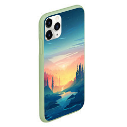 Чехол iPhone 11 Pro матовый Лес, цвет: 3D-салатовый — фото 2