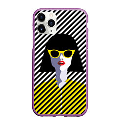 Чехол iPhone 11 Pro матовый Pop art girl, цвет: 3D-фиолетовый