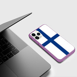 Чехол iPhone 11 Pro матовый Флаг Финляндии, цвет: 3D-фиолетовый — фото 2