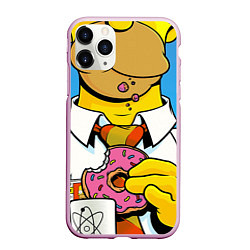 Чехол iPhone 11 Pro матовый Homer with donut, цвет: 3D-розовый