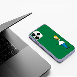 Чехол iPhone 11 Pro матовый Гомер в кустах, цвет: 3D-светло-сиреневый — фото 2