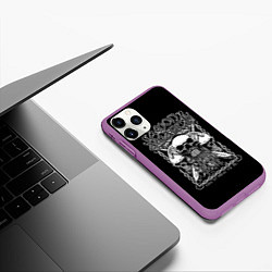 Чехол iPhone 11 Pro матовый Amon Amarth: Trio Skulls, цвет: 3D-фиолетовый — фото 2