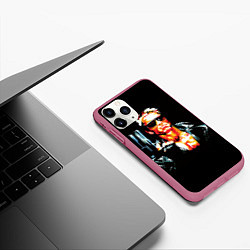 Чехол iPhone 11 Pro матовый Terminator with a pistol, цвет: 3D-малиновый — фото 2
