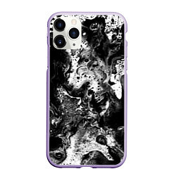 Чехол iPhone 11 Pro матовый Чёрная краска, цвет: 3D-светло-сиреневый